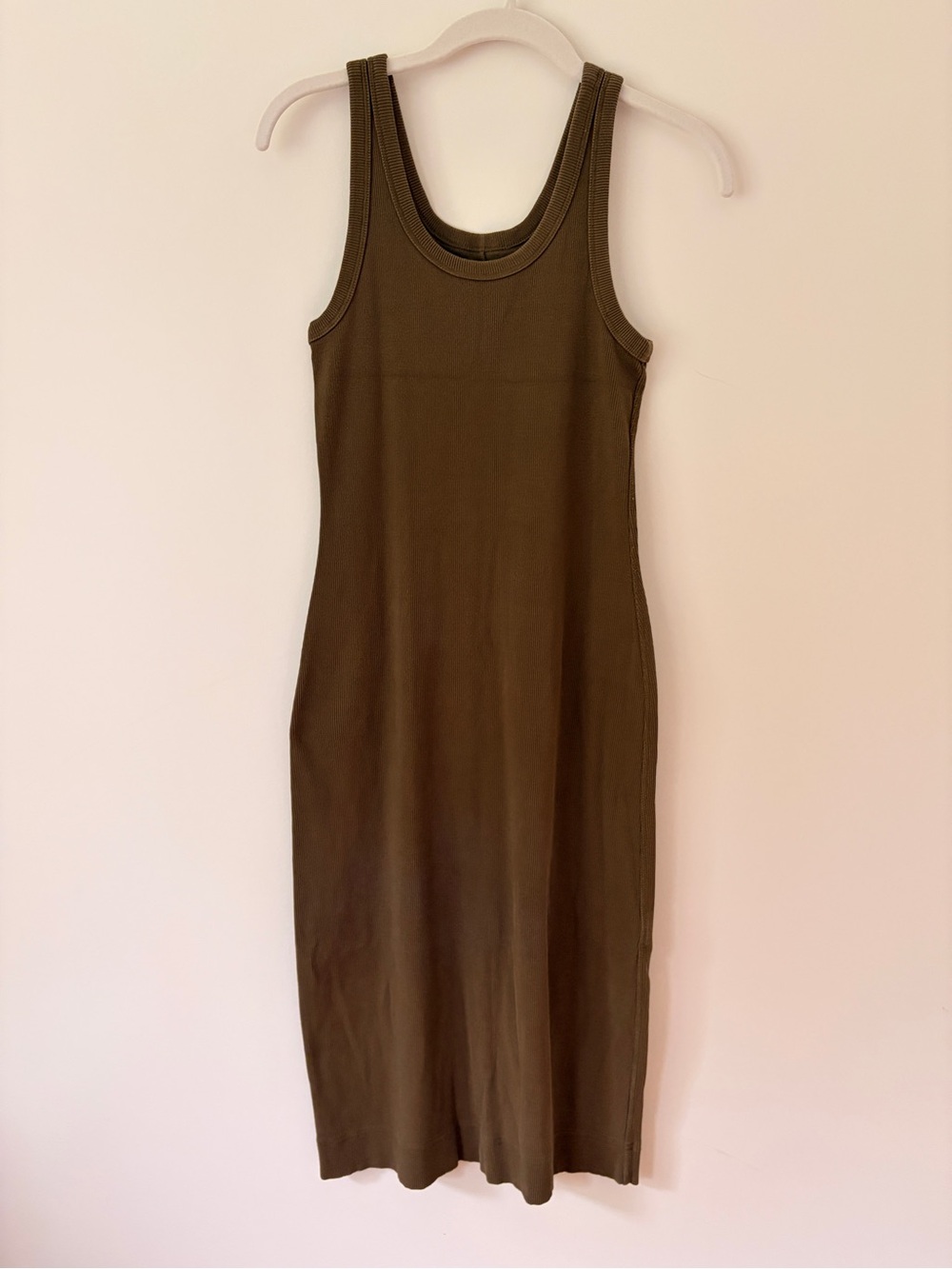 Everlane Olive Ribbed Tank Midi Dress